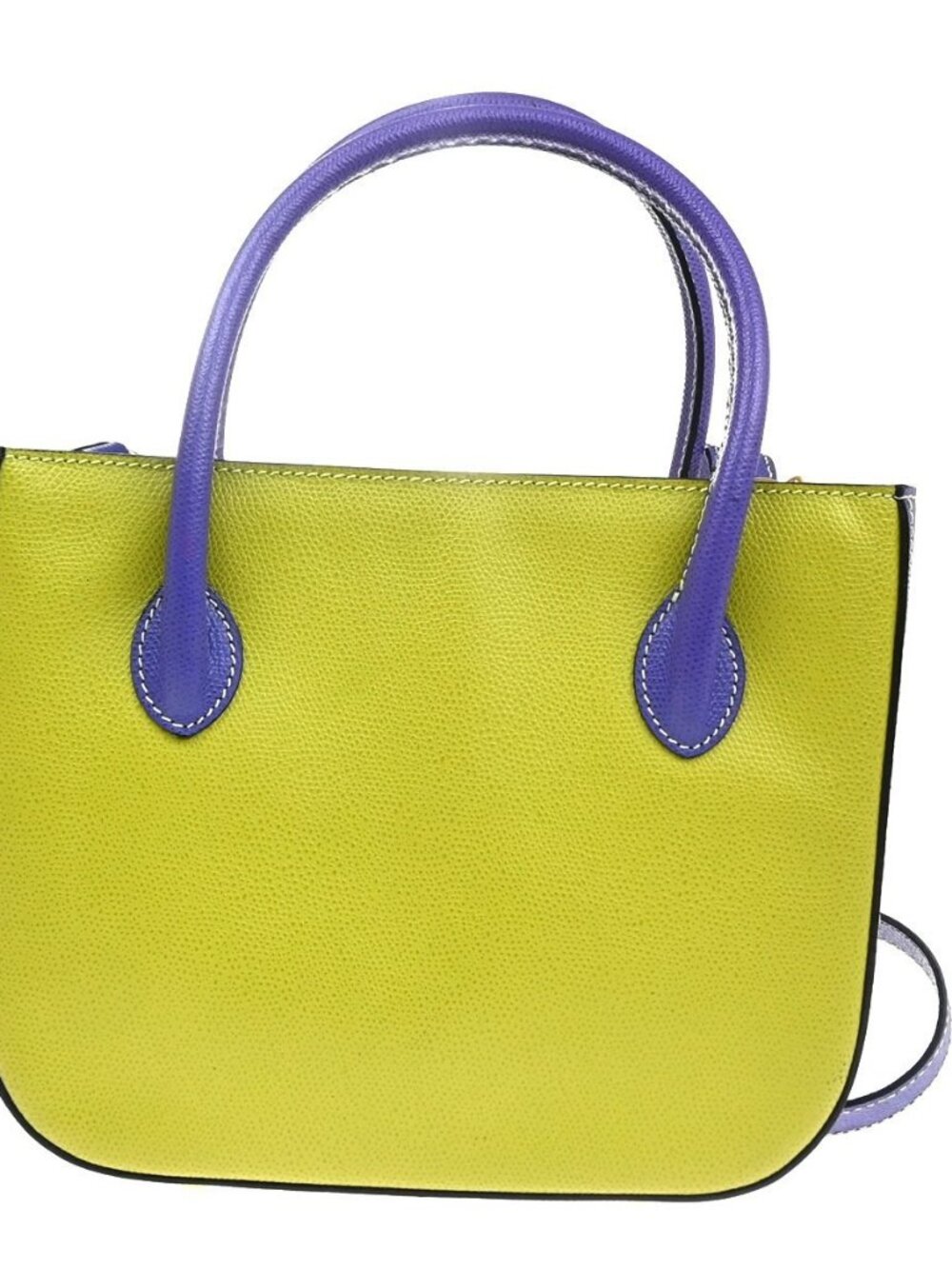 CELINE Logo 2Way Shoulder Hand Bag Leather Green Purple GHW Italy 70RL972 - Picture 3 of 16